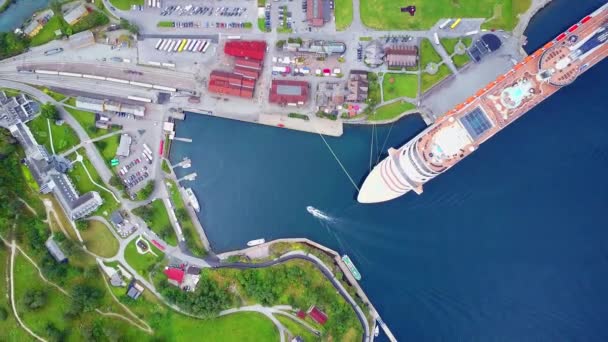 Vista aerea Flam, Sognefjord in Norvegia — Video Stock