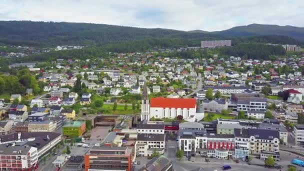 Molde vista panorámica aérea de la ciudad, Noruega — Vídeos de Stock