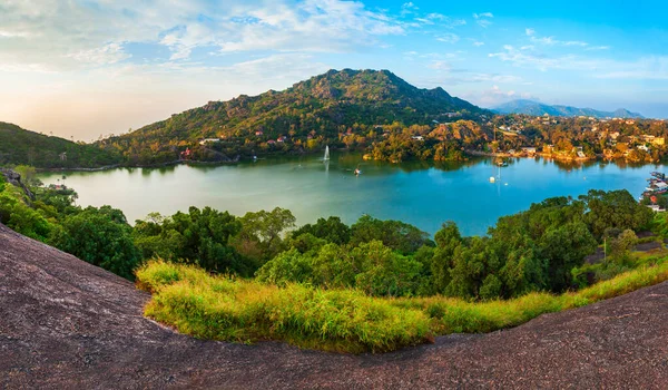 Monte Abu Nakki Lago Vista Panorâmica Aérea Mount Abu Uma — Fotografia de Stock