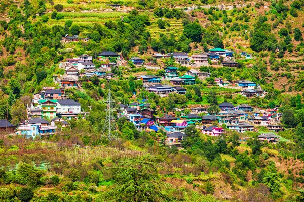 Paisagem Panorâmica Das Casas Locais Florestas Das Montanhas Himalaia Vale — Fotografia de Stock