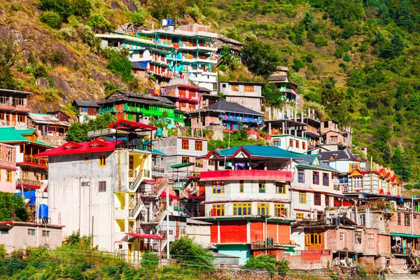 Colorful Local Houses Manikaran Village Parvati Valley Himachal Pradesh State — Stock Photo, Image