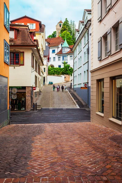 Street Colorful Local Style Houses Lucerne Lucerne Luzern City Central — Stock Photo, Image