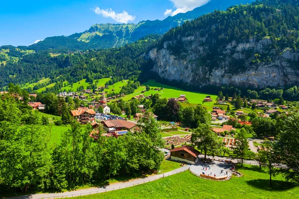 Traditional Local Houses Lauterbrunnen Valley Interlaken District Bern Canton Switzerland — Stock Photo, Image