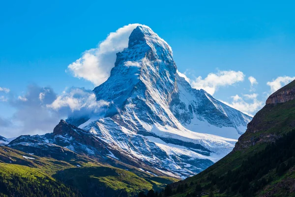 Matterhorn Bergketen Van Alpen Gelegen Tussen Zwitserland Italië Bij Zonsondergang — Stockfoto