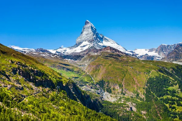 Matterhornské Pohoří Alp Které Nachází Mezi Švýcarskem Itálií — Stock fotografie