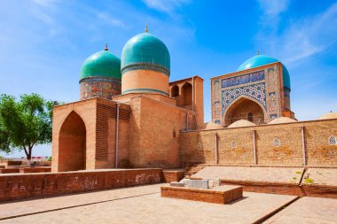 Dorut Tilovat Complex - Kok Gumbaz Mosque, Sheikh Shamsiddin Kulol and Gumbazi Saidon Mausoleums in Shahrisabz, Uzbekistan clipart