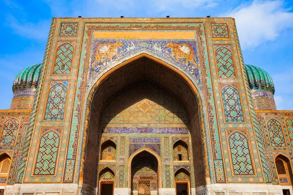 Registan Sher Dor Madrasa Part Registan Ancient City Samarkand Uzbekistan — Stock Photo, Image