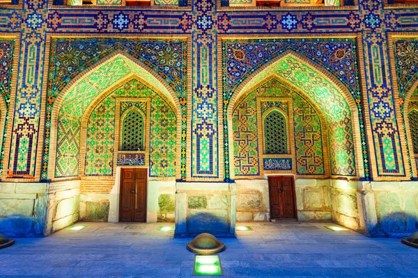 Registan Tilya Kori Madrasah Mosaico Patrón Diseño Fondo Baldosas Cerámica —  Fotos de Stock