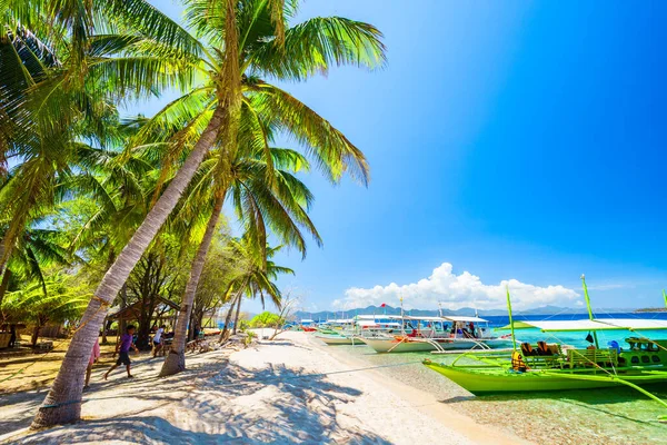 Barco Tradicional Bangka Filipino Banca Isla Malcapuya Cerca Busuanga Provincia — Foto de Stock