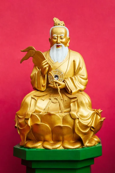 Gamla Kloka Kinesiska Munk Gyllene Staty Vid Ten Thousand Buddhas — Stockfoto