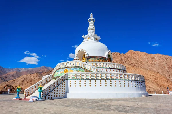 Shanti Stupa Buddhist White Domed Stupa Chorten Hilltop Leh City — Stock Photo, Image