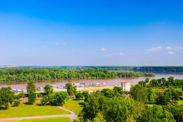 Река Сава Впадает Реку Дунай Откуда Открывается Панорамный Вид Белградской — стоковое фото