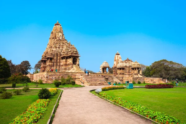 Khajuraho Jest Grupą Hinduskich Świątyń Świątyń Dżaina Mieście Khajuraho Stanie — Zdjęcie stockowe