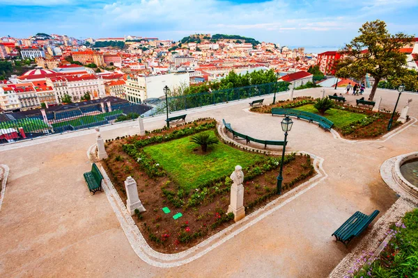 Panoramisch Uitzicht Vanuit Stad Lissabon Vanuit Miradouro Sao Pedro Alcantara — Stockfoto