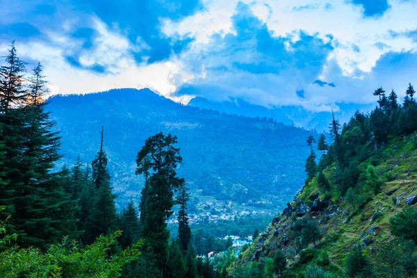 Manali Village Air Panoramic View Himachal Pradesh State North India — стокове фото