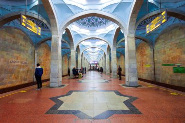 Tashkent, Uzbekistan - April 11, 2021: Alisher Navoiy is a station of the Tashkent Metro in Uzbekistan clipart