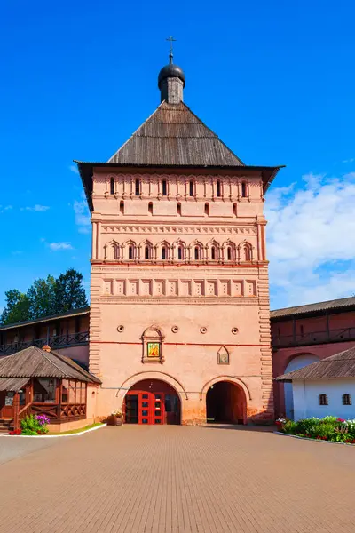 Tour Fortification Monastère Sauveur Saint Euthymius Dans Ville Suzdal Anneau — Photo