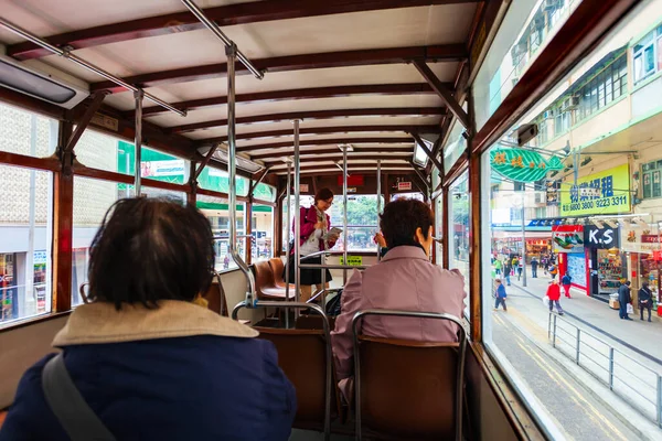 Hong Kong February 2013 Passengers Double Decker Tramway Tram Symbol — Stock Photo, Image