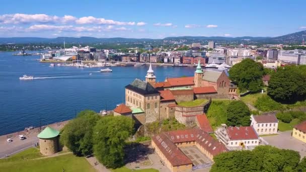 Akershus Vista aérea de la fortaleza, Oslo — Vídeo de stock