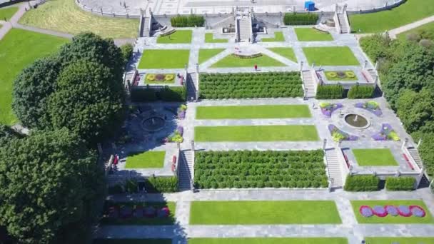 Vigeland park aerial view in Oslo — Stock Video