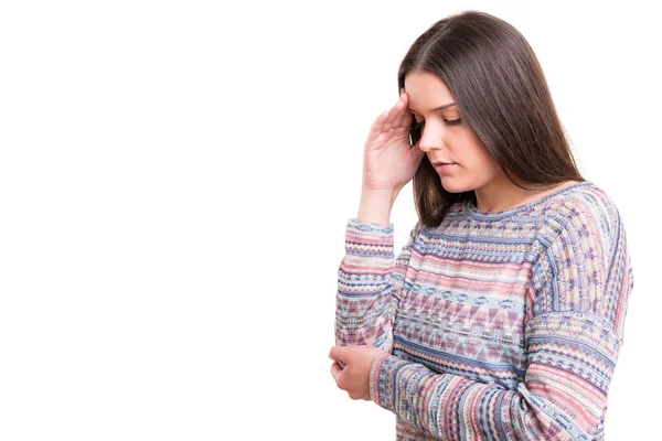 Vrouw met een sterke hoofdpijn — Stockfoto