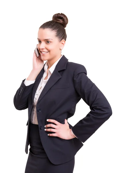 Affärskvinna att ringa på mobil telefon — Stockfoto