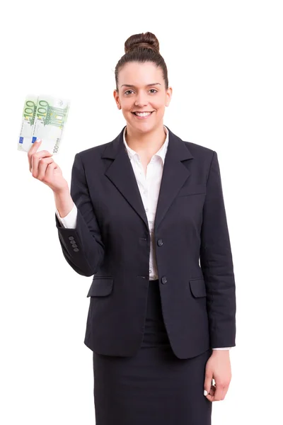 Biznes kobieta pokazano kilka banknotów — Zdjęcie stockowe