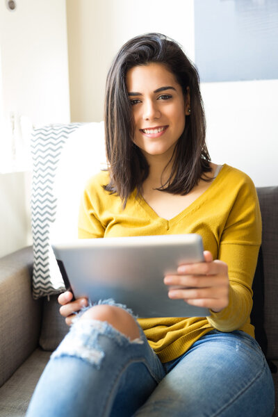  woman relaxing in the living room