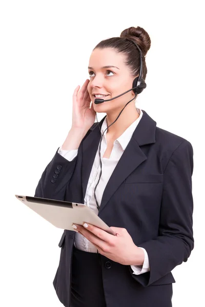 Friendly telephone operator smiling — Stock Photo, Image