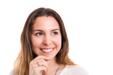 Harika bir fikir olan genç kadın 