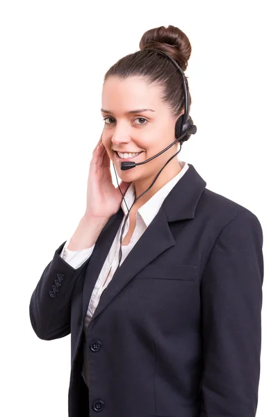 Friendly telephone operator smiling Royalty Free Stock Images