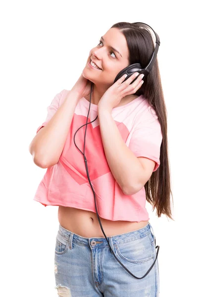 Woman listening to music — Stock Photo, Image