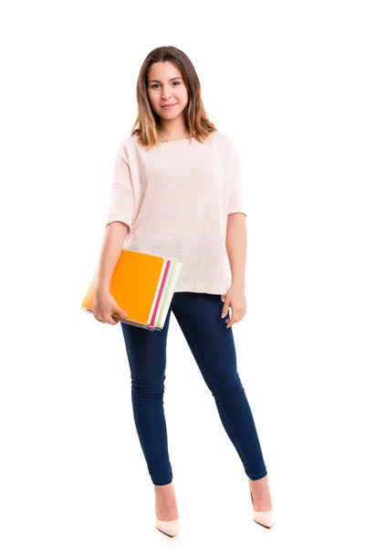 Jeune étudiant posant avec des livres — Photo