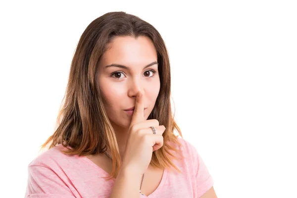 Woman asking for silence — Stock Photo, Image