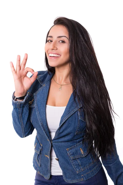 Woman gesturing ok sign — Stock Photo, Image