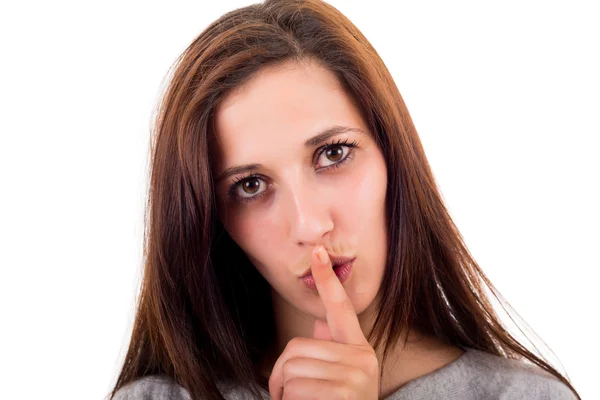 Young woman asking for silence — Stock Photo, Image