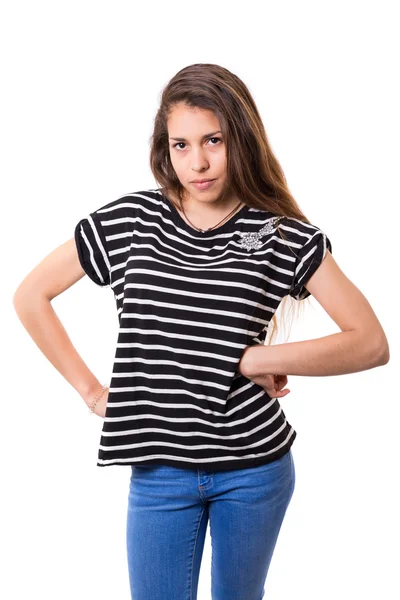 Young woman mad and looking at camera — Stock Photo, Image