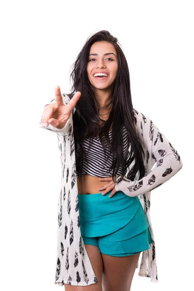 Beautiful young woman gesturing ok sign — Stock Photo, Image