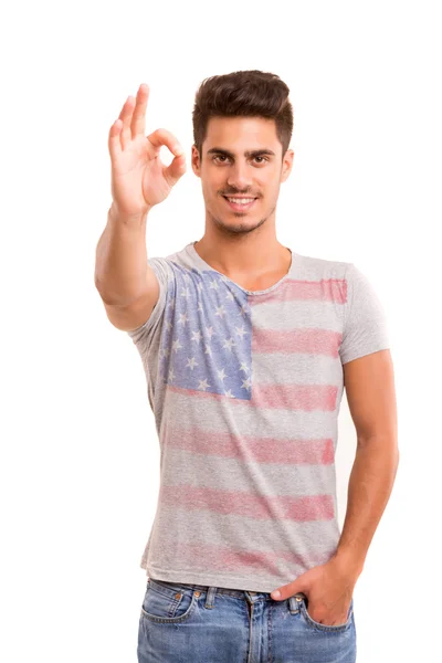 Man signaling ok — Stock Photo, Image