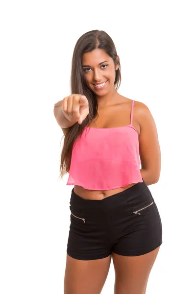 Woman pointing — Stock Photo, Image