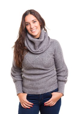 Kış için giymiş kadın