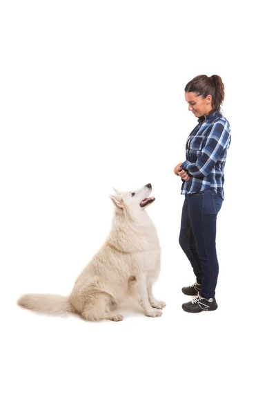 Woman and dog — Stock Photo, Image