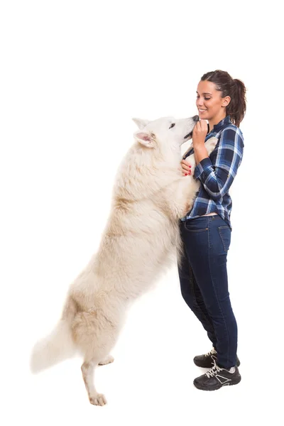 Mulher e cão — Fotografia de Stock