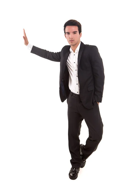 Young man presenting your product — Stock Photo, Image