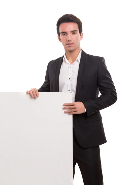 Homem de negócios apresentando seu produto — Fotografia de Stock