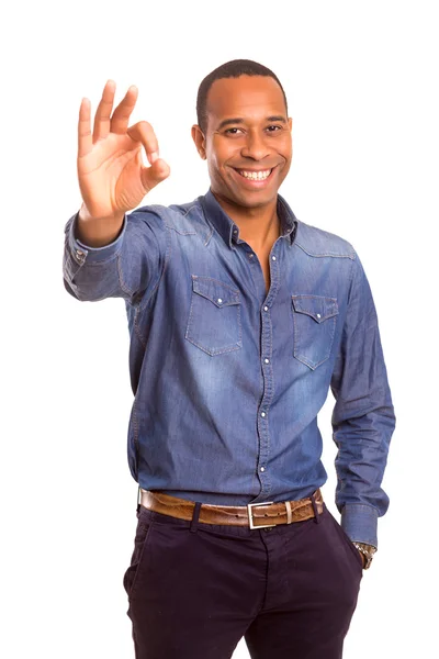 African business man signaling ok — Stock Photo, Image