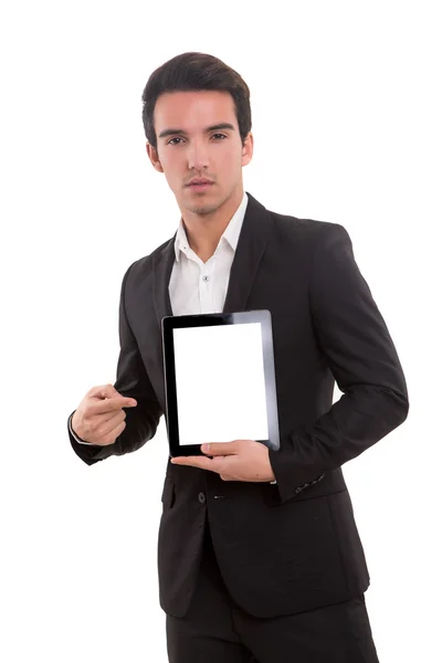 Businessman presenting your product — Stock Photo, Image