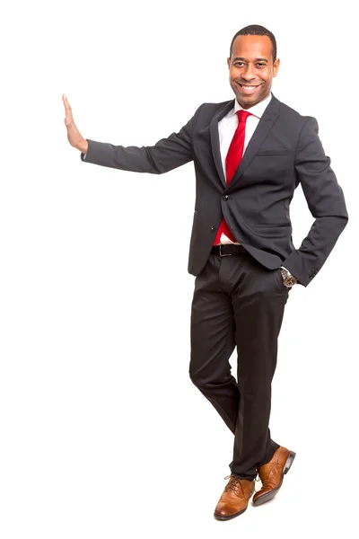 Business man presenting your product — Stock Photo, Image