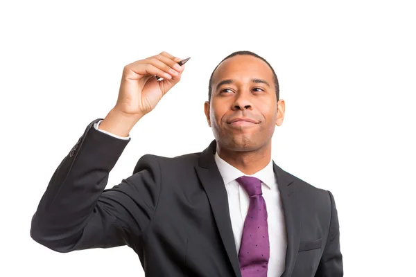 Business man drawing on whiteboard — Stock Photo, Image