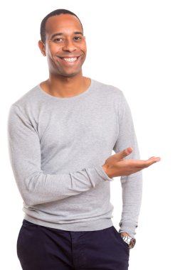 ürün sunan iş adamı